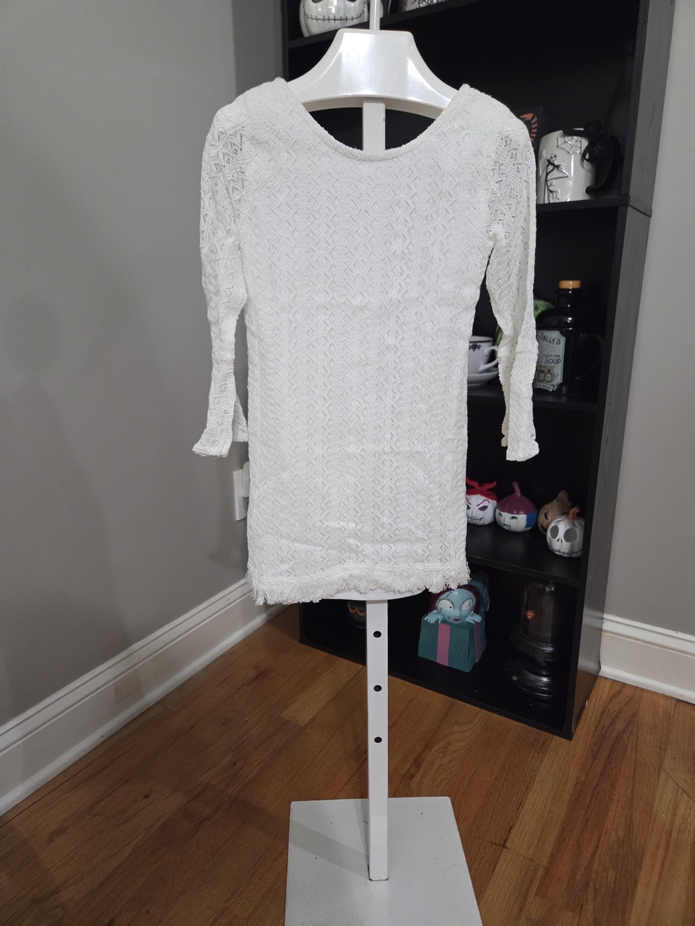 art class White Lace Long Sleeve Kids Dress